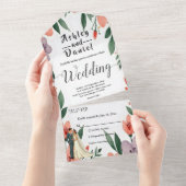 Invitation Tout En Un Mariée Romantique Et Salle Florale Mariage Jardin (Déchirure)