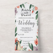 Invitation Tout En Un Mariée Romantique Et Salle Florale Mariage Jardin (À l'intérieur)