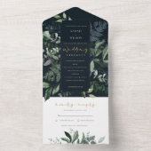 Invitation Tout En Un Marine Black Green Feuillage Tropical Mariage Al (À l'intérieur)