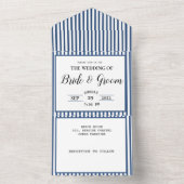 Invitation Tout En Un Marine Bleu Bleu Blancs Plage Plage Mariage (À l'intérieur)