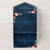 Invitation Tout En Un Marine Bleu Brousse Bourgogne Or Mariage géométriq (Dehors)