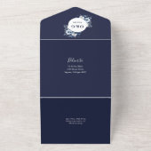 Invitation Tout En Un Marine Bleu Rustique Boho Élégant Mariage Floral (Dehors)