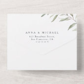 Invitation Tout En Un Marine bleu vert minimum mariage rustique (Verso)