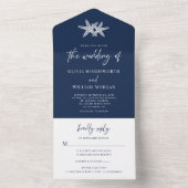 Invitation Tout En Un Marine Blue Beach Starfish Mariage minimal (À l'intérieur)
