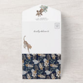 Invitation Tout En Un Marine Blue Boho Safari Leopard Giraffe Baby showe (Dehors)