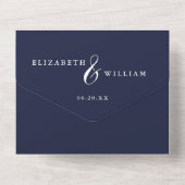 Invitation Tout En Un Marine Blue Chinoiserie Floral QR Code Mariage (Verso)