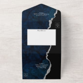 Invitation Tout En Un Marine Blue et Argent Agate Mariage All In One Inv (Dehors)