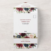 Invitation Tout En Un Marine Blue Gold Boho RSVP All in One Wedding Invi (Dehors)