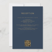 Invitation Tout en un Marine Blue Gold Mariage QR Code Script (Dos)