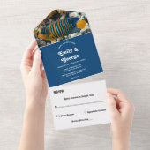 Invitation Tout En Un Marine Blue sous l'eau Plage d'été Mariage côtier (Déchirure)