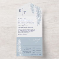 Marine & Dove Blue Greenery Mariage monogramme