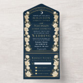 Invitation Tout En Un Marine Elegant Arc Art Nouveau Mariage (À l'intérieur)