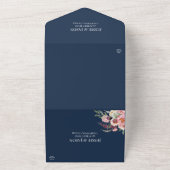 Invitation Tout En Un Marine Floral Blush Mariage rose (Dehors)
