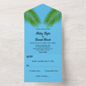 Invitation Tout En Un Marine Tropical Palm Leaf Blue Coastal Beach Maria (À l'intérieur)