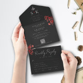 Invitation Tout En Un Maroon Minimal Élégant B&W Mariage musulman islami