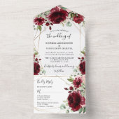 Invitation Tout En Un Marsala Gold Mariage géométrique Bourgogne (À l'intérieur)