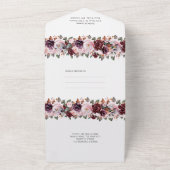 Invitation Tout En Un Marsala Red Floral Fall Tout en un mariage Inviter (Dehors)