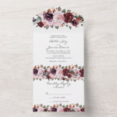 Invitation Tout En Un Marsala Red Floral Fall Tout en un mariage Inviter (À l'intérieur)