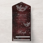 Invitation Tout En Un Mascarade masque argent parties scintillant quince (À l'intérieur)