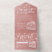 Invitation Tout En Un Mason Jar String Rose rose clair mariage or RSVP (À l'intérieur)