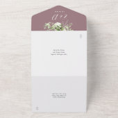 Invitation Tout En Un Mauve Floral Greenery Photo Mariage (Dehors)