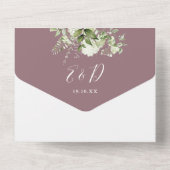 Invitation Tout En Un Mauve Floral Greenery Photo Mariage (Verso)