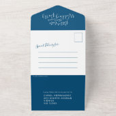 Invitation Tout En Un Meilleure fête de mariage tardif RSVP photo bleu b (Dehors)