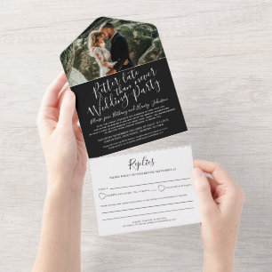 Invitation Tout En Un Meilleure réponse de mariage tardive photo noir bl