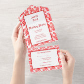 Invitation Tout En Un Menthe blanche rouge modifiable Tout en un Invitat (Déchirure)
