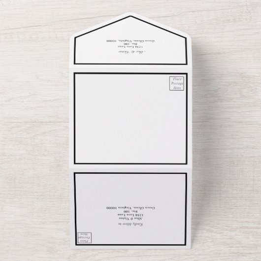 Invitation Tout En Un Menu classique Mariage noir blanc classique (Dehors)