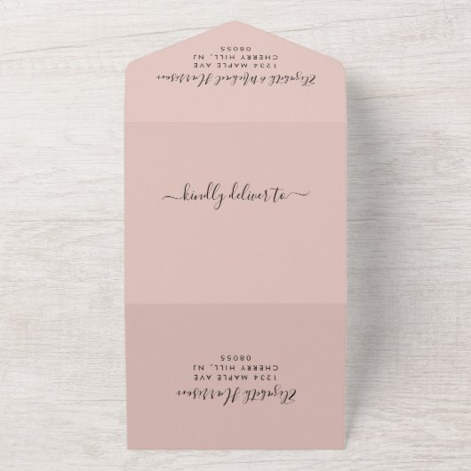 Invitation Tout En Un Menu Élégant Choix Blush Mariage Réception (Dehors)