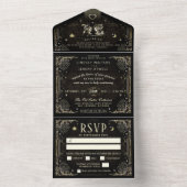 Invitation Tout En Un MENU Mariage Halloween Tarot "Avec" (À l'intérieur)