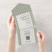 Invitation Tout En Un Mid Century Mod Retro Mariage Olive Green (Déchirure)