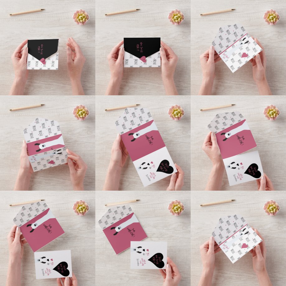 Invitation Tout En Un Mignonne Laine, Tu Es À Moi ? Llama Love + Valenti