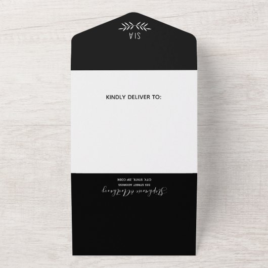 Invitation Tout En Un Mini Black and White Branch Calligraphy (Dehors)