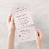 Invitation Tout En Un Minimal Joyeux Jamais Après Mariage Rose (Déchirure)