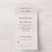 Invitation Tout En Un Minimal Joyeux Jamais Après Mariage Rose (À l'intérieur)