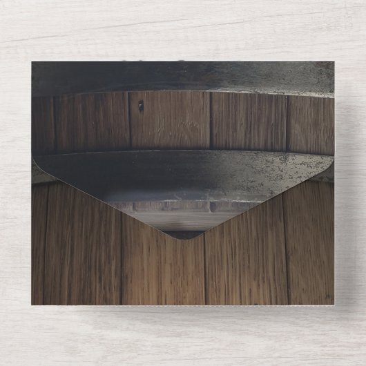 Invitation Tout En Un Minimal rustique Pays Barrel Mariage de grange (Verso)