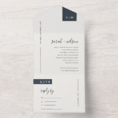 INVITATION TOUT EN UN MINIMAL SCANDI NOIR & MARIAGE DE MONOGRAMME BLANC (À l'intérieur)