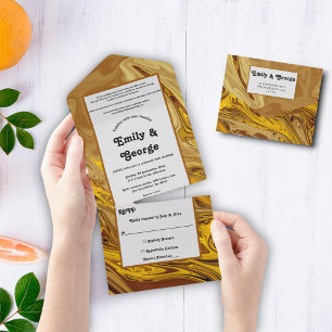 Invitation Tout En Un Minimal Tone Terre Or Terracotta Artsy Mariage