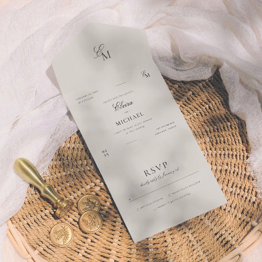 Invitation Tout En Un Minimalist Ivory Editorial Wedding