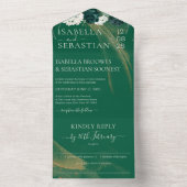 Invitation Tout En Un Minimalist Modern Emerald Green Rose All In One (À l'intérieur)