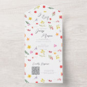 Invitation Tout En Un Minimalist Wildflower Botanical wedding QR (À l'intérieur)