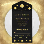 Invitation Tout En Un Minimaliste Black Gold Vegas Casino Mariage de pok<br><div class="desc">Surprenez vos proches avec cette invitation moderne et tendance,  avec des éléments noirs,  des éléments en dégradé d'or,  une typographie audacieuse et un texte personnalisé. Ajoutez facilement vos propres détails en cliquant sur l'option "personnaliser".</div>