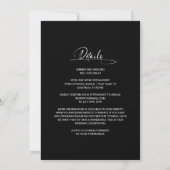 Invitation Tout en un minimaliste moderne Mariage noir (Dos)