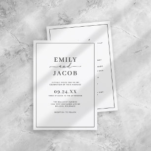 Invitation Tout-en-un minimaliste moderne Mariage noir et bla