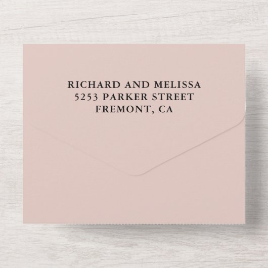 Invitation Tout En Un Minuscule Mariage Rose Et Noir Clair (Verso)