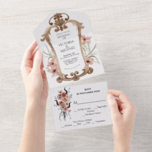 Invitation Tout En Un Miroir de Mariage de la Reine Gothique Élégante