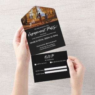 Invitation Tout En Un Mission-Photo-Autumn Lake Contexte-