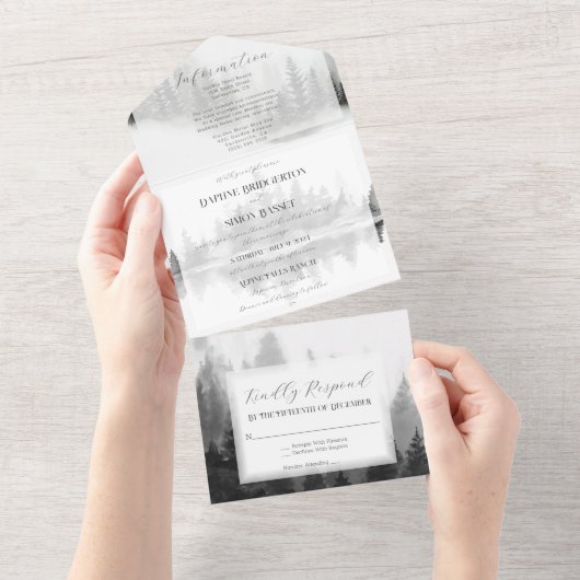 Invitation Tout En Un Misty Mountain Mariage (Déchirure)